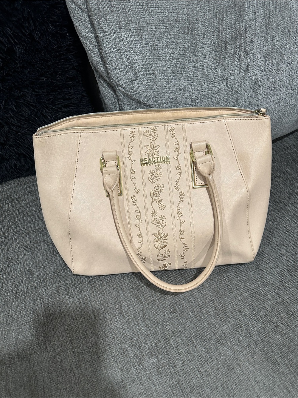 Kenneth Cole Reaction Light Cream Floral-Embossed Tote